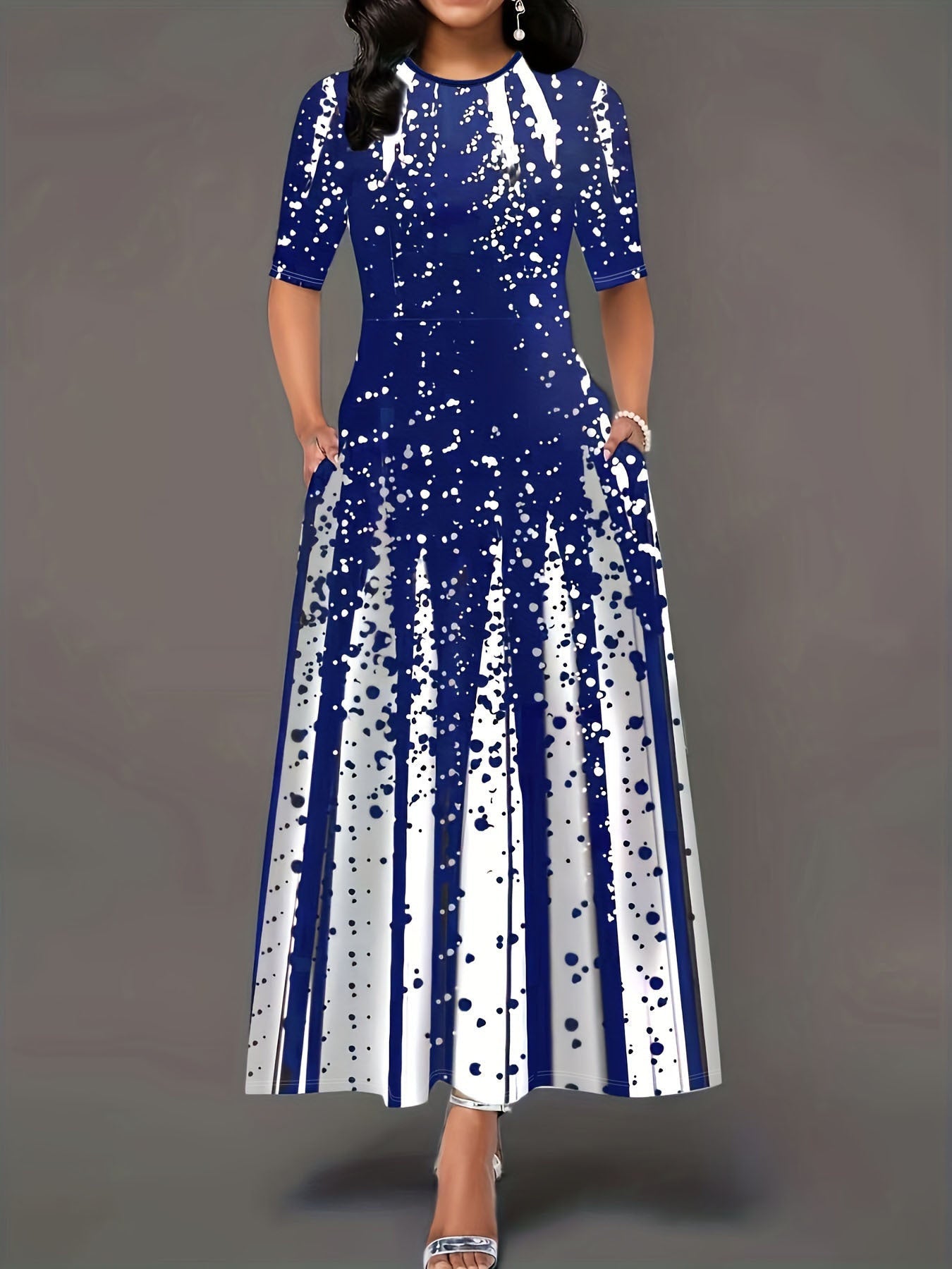 Damen Maxikleid Elegant Blumenmuster Sommerkleid