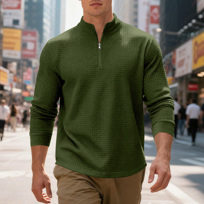 Herren Sportpullover Strukturiert Modern Halb Reißverschluss