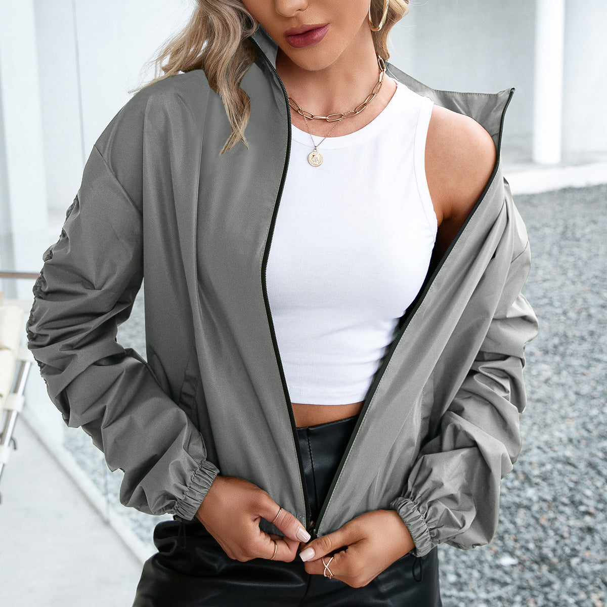 Wasserdichte Outdoorjacke Lässig Reißverschluss