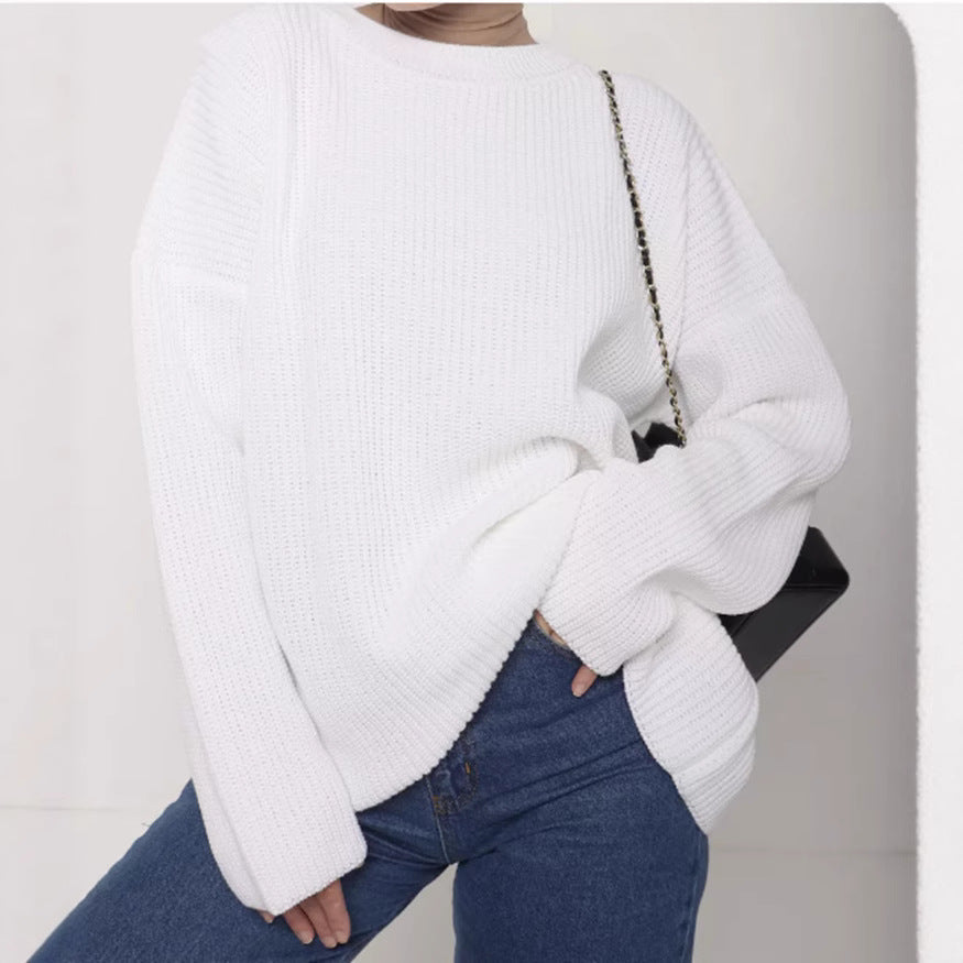 Damen Pullover Grobstrick Lässig Modern