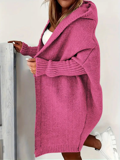Damen Strickjacke Kapuze Weite Passform