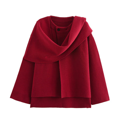 Damen Asymmetrische Ponchojacke Weich Fleece Überwurf