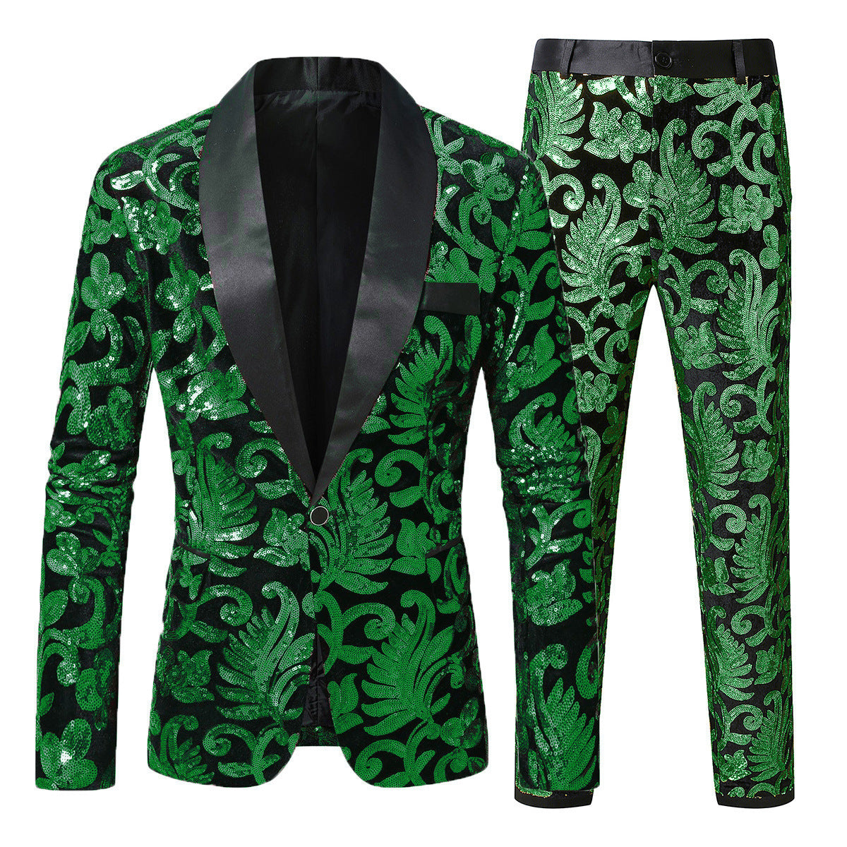 Herren Glitzer Anzug Set Elegant Abendgarderobe