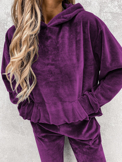 Damen Fleece Set Weich Hochkragen Elastisch