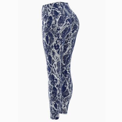 Damen Sportleggings Schlangenmuster Hochwand