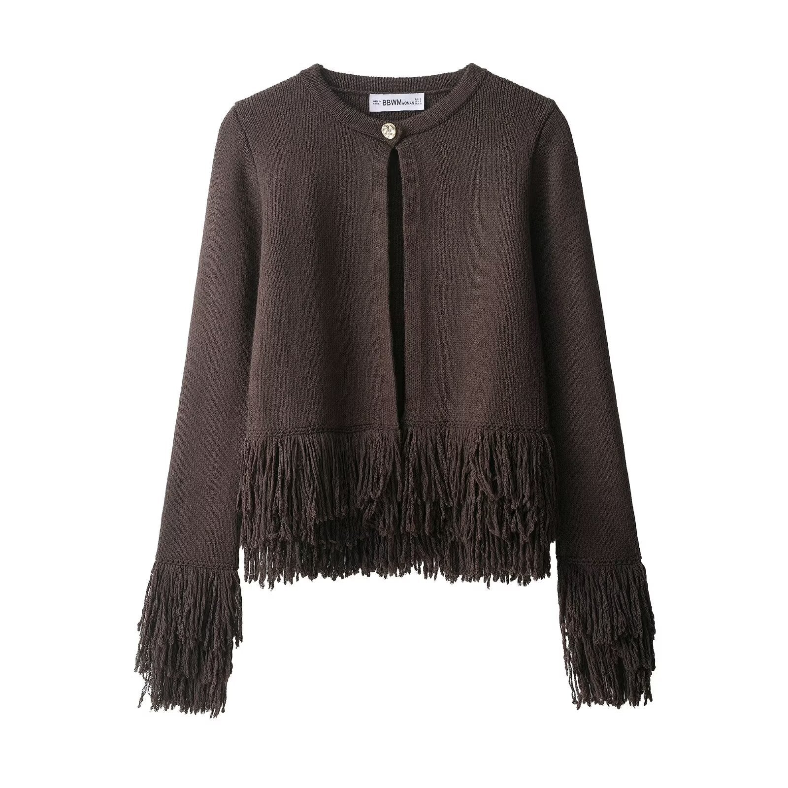 Damen Strickjacke Trendig Fransen Look - IdealeKleiden