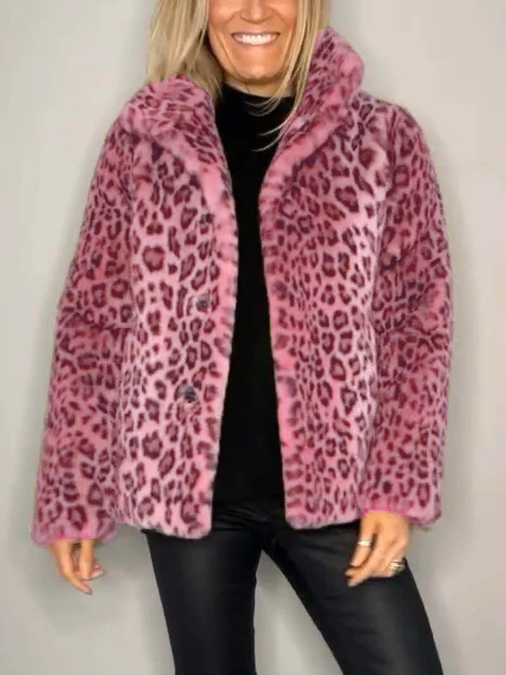 Mantel Faux Fur Übergröße Tierdruck Offen