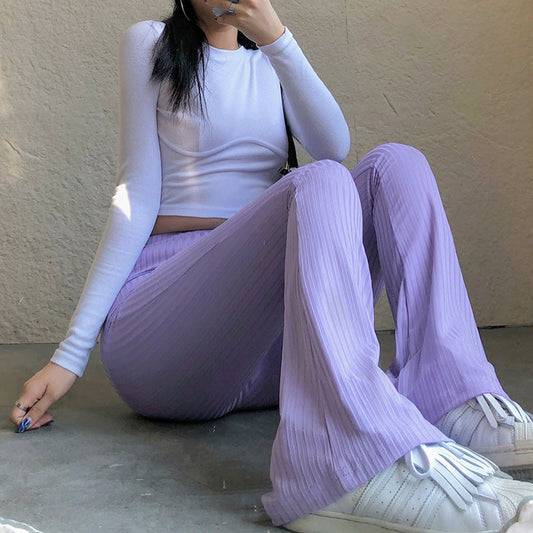 Damen Hochwerdige Leggings Ripp Design Hoher Bund - IdealeKleiden