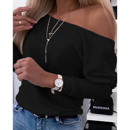 Damen Off-Shoulder Casual Pullover Oberteil Trendy Style