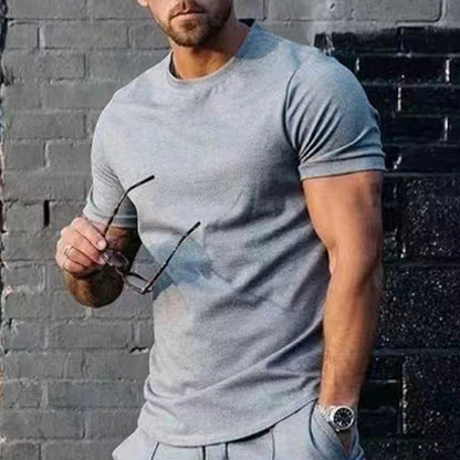 Herren T-Shirt Rundhals Baumwolle Bequem - IdealeKleiden