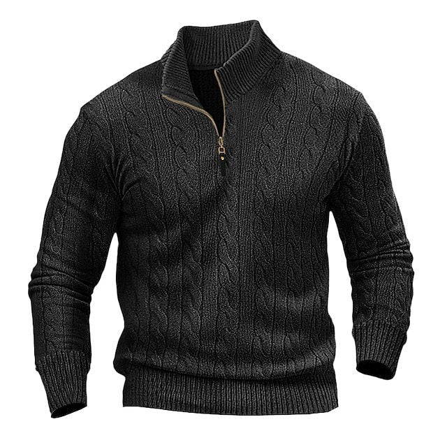 Herren Pullover Modern Zopfmuster Offener Kragen