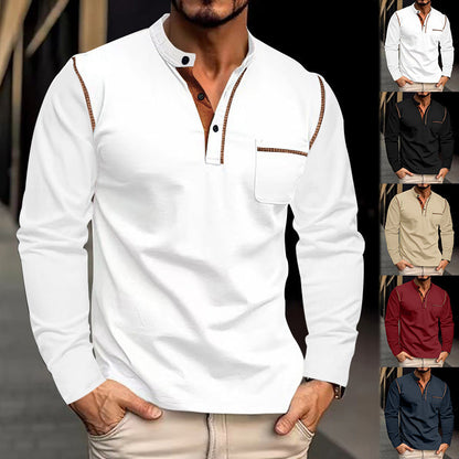 Herren Langarm-Shirt Modern Kontrast Design - IdealeKleiden