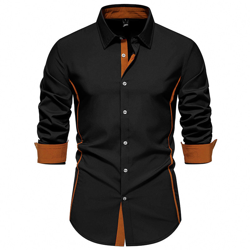 Herren Langarmhemd Modern Kontrast Details