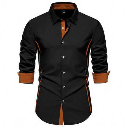 Herren Langarmhemd Modern Kontrast Details