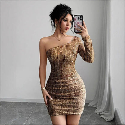 Elegantes Damen Cocktailkleid Glitzer Effekt - IdealeKleiden