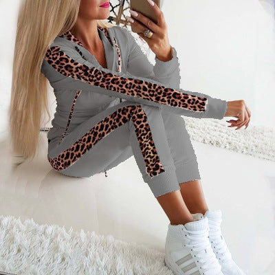 Damen Sportanzug Leopardenmuster Trendy Frauenanzug