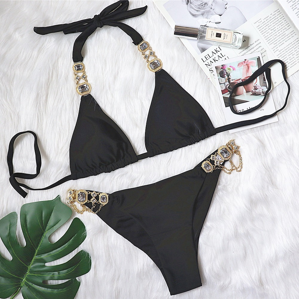 Glitzer Badeanzug Damen Diamant Effekt