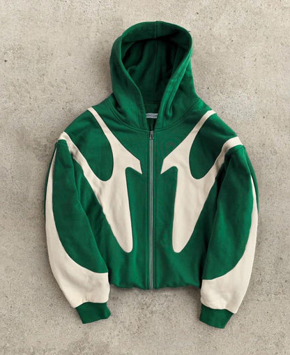 Damen Pullover Modern Kapuze Kontrast Einsätze