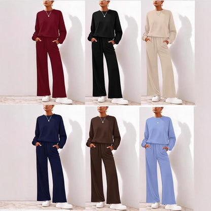 Damen Sweathose Bequem Weite Bein Relaxed Fit - IdealeKleiden