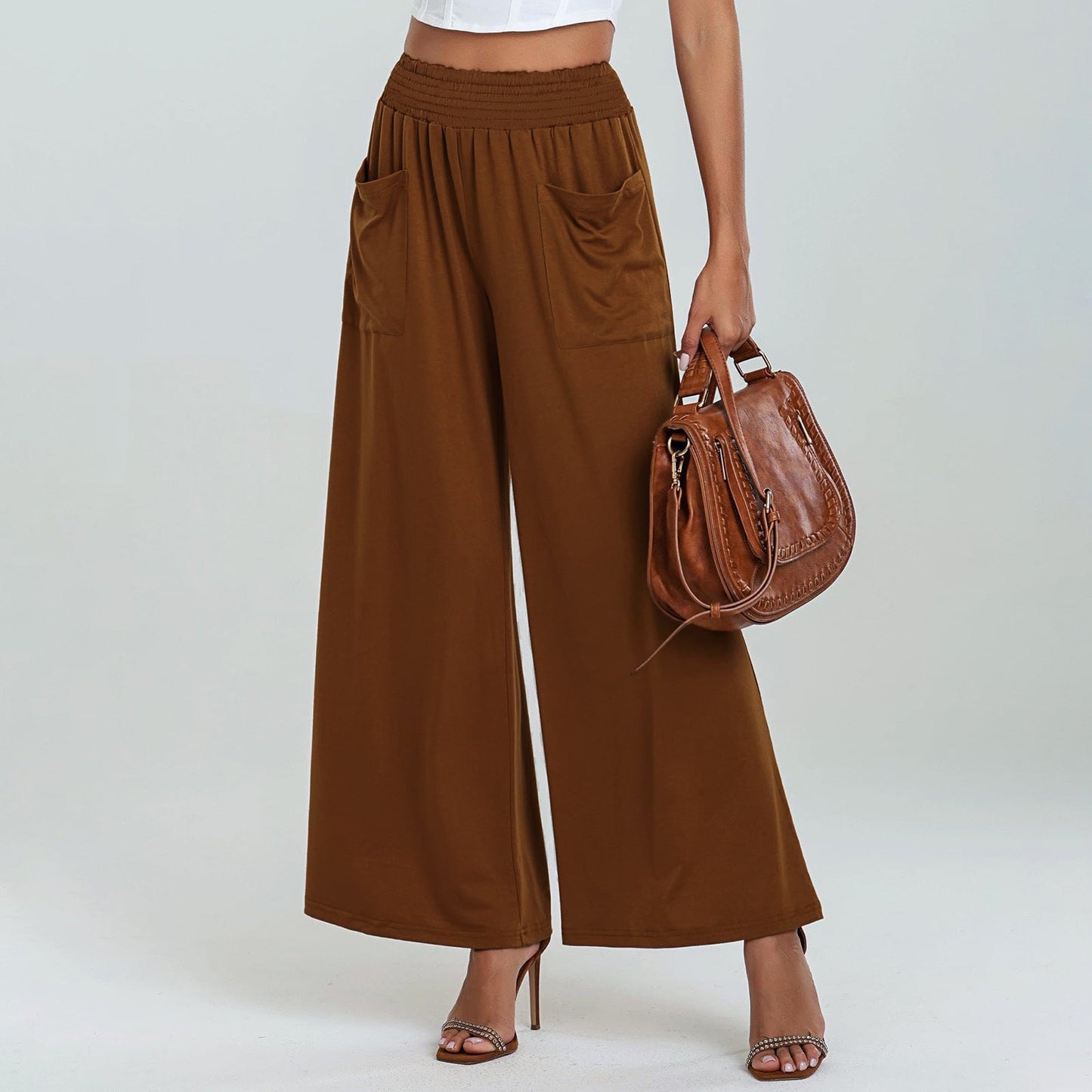 Damen Palazzo-Hose Weit Bequem Elastisch