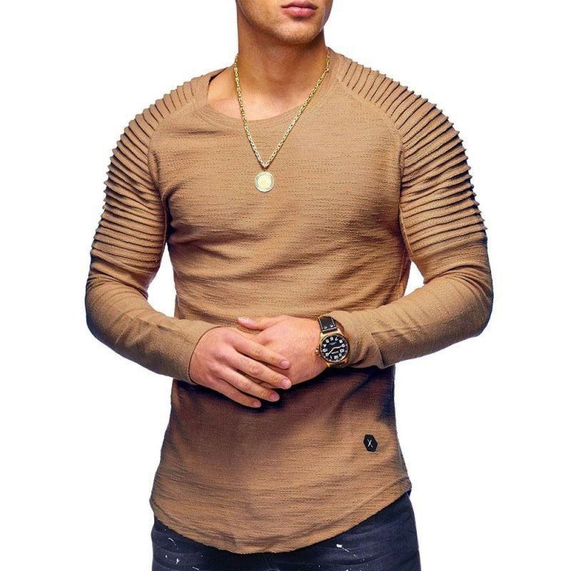 Herren Langarmshirt Strukturiertes Design Elegant