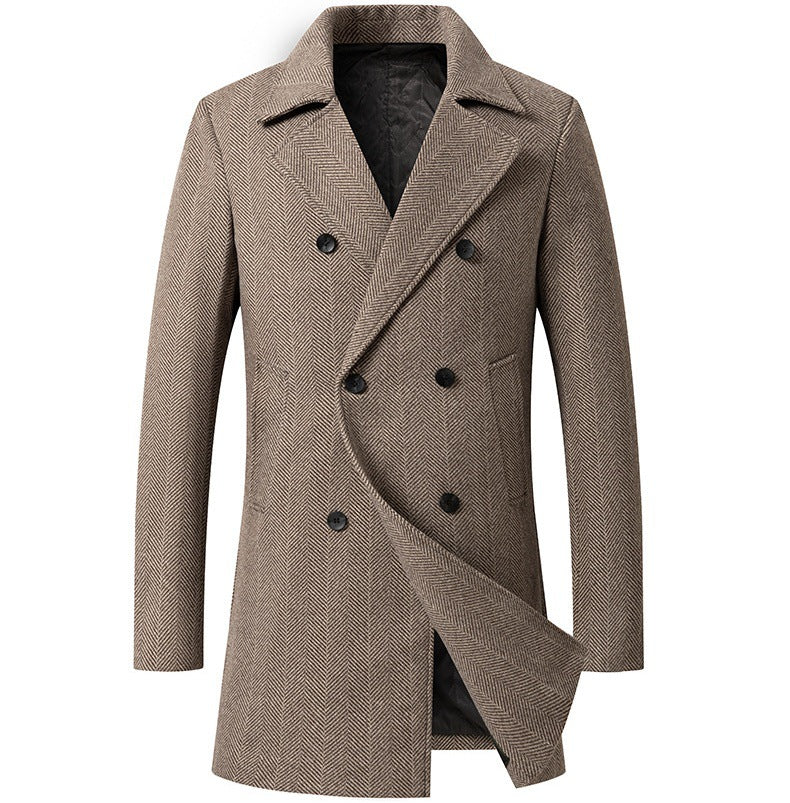 Herren Mantel Doppelreihner Elegantes Herringbone Design