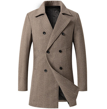 Herren Mantel Doppelreihner Elegantes Herringbone Design