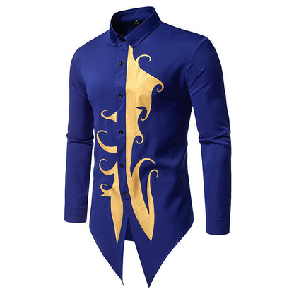 Herren Langarmhemd Elegantes Goldmuster Moderner Schnitt