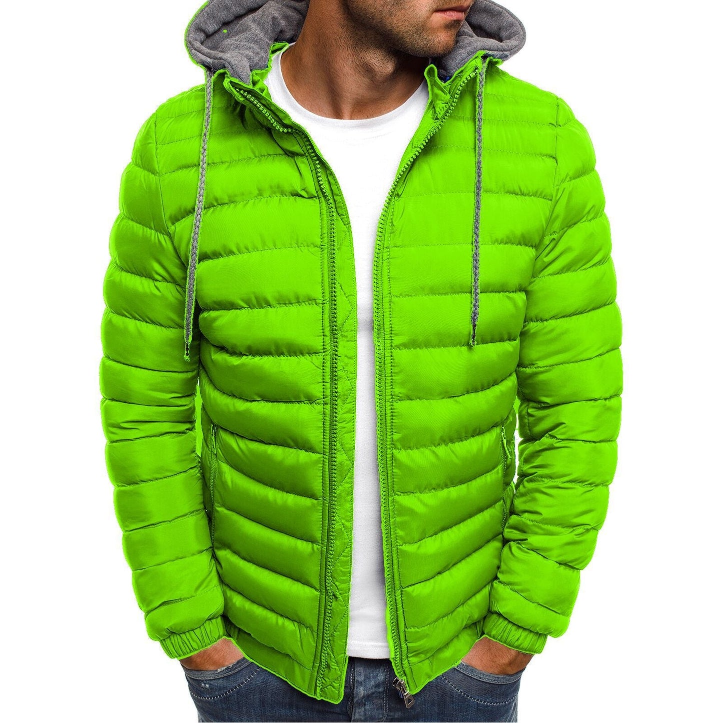 Herren Steppjacke Leicht Kapuze Hochkragen Outdoor
