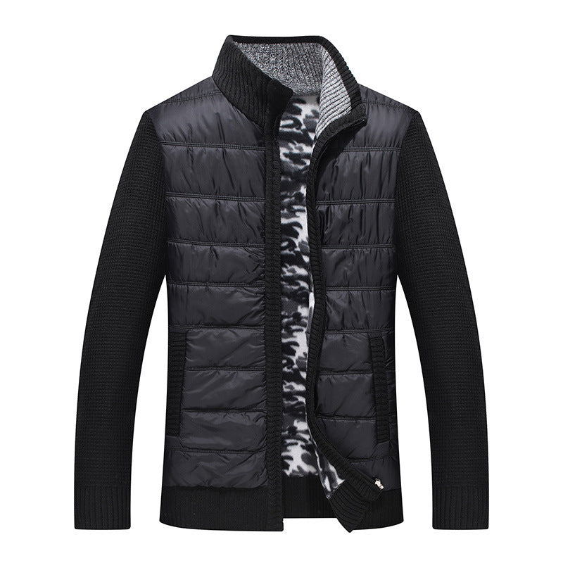 Herren Steppjacke Warm mit Strickärmeln und Hochkragen - IdealeKleiden