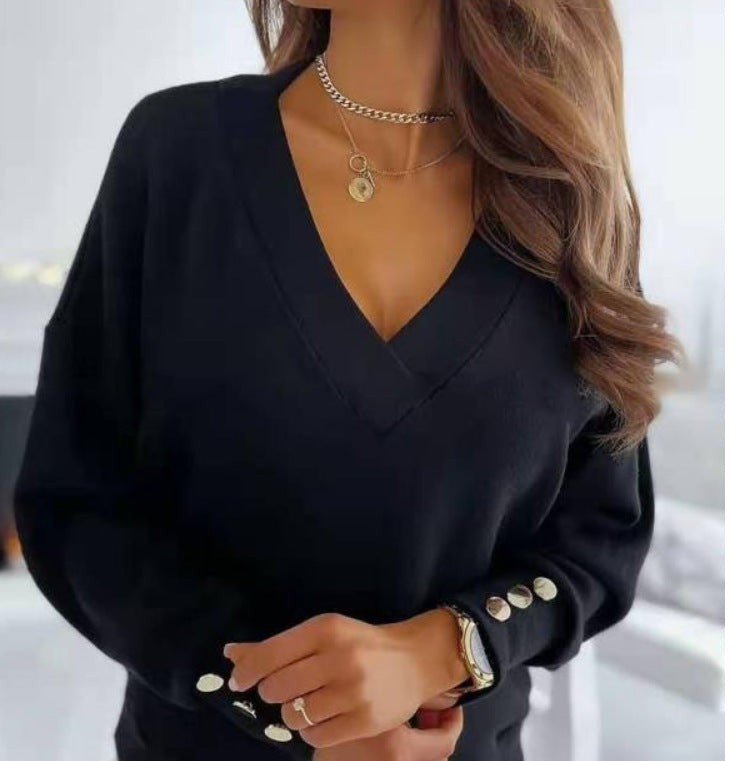 Damen Pullover Lässig Weite Ärmel Soft Stoff