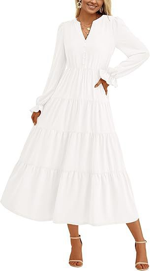Damen Maxikleid Elegant Voluminöse Ärmel