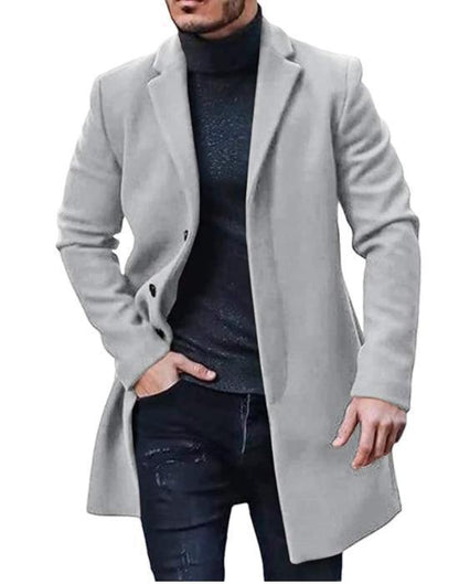Herren Wintermantel Elegant Klassisch Schwarz