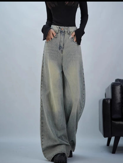 Damen Mode-Jeans Hochwertig Bequem Weite Bein