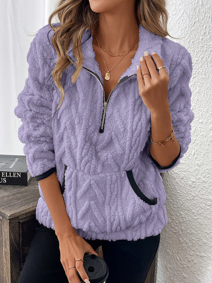 Damen Weicher Teddy-Pullover Hoher Kragen
