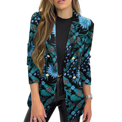 Damen Blazer Elegant Blumenmuster Sommerkleidung