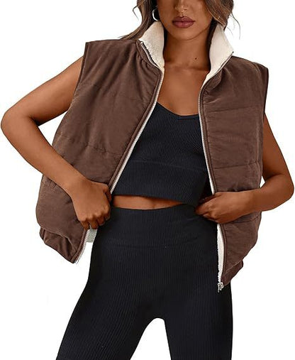 Damen Steppweste Weich Fleece Elegant