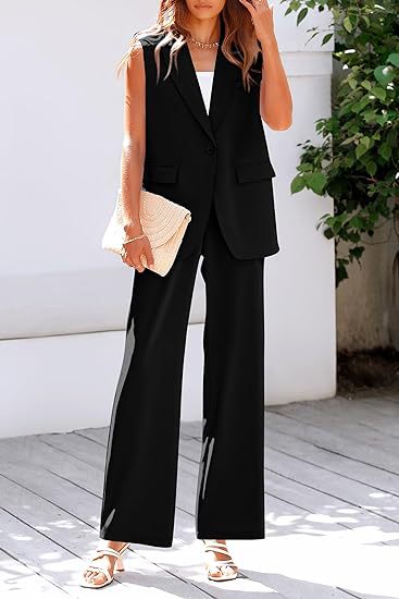 Damen Business Anzug Elegant Kurzarm Tops und Hose