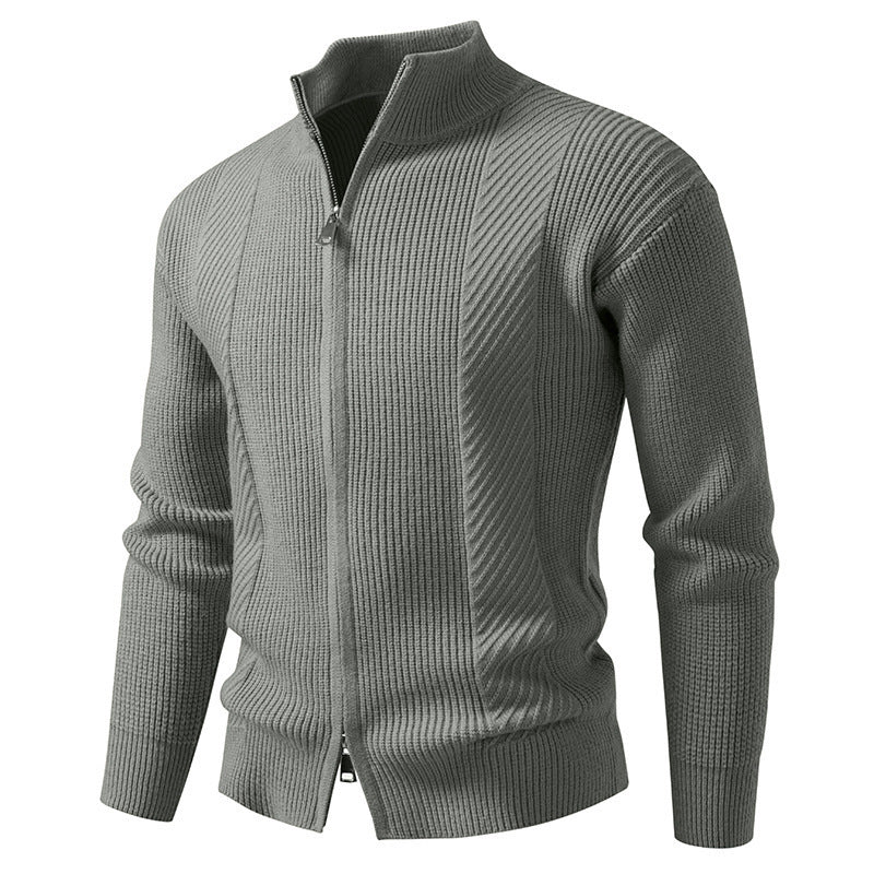 Herren Strickjacke Modern Stehkragen Reißverschluss