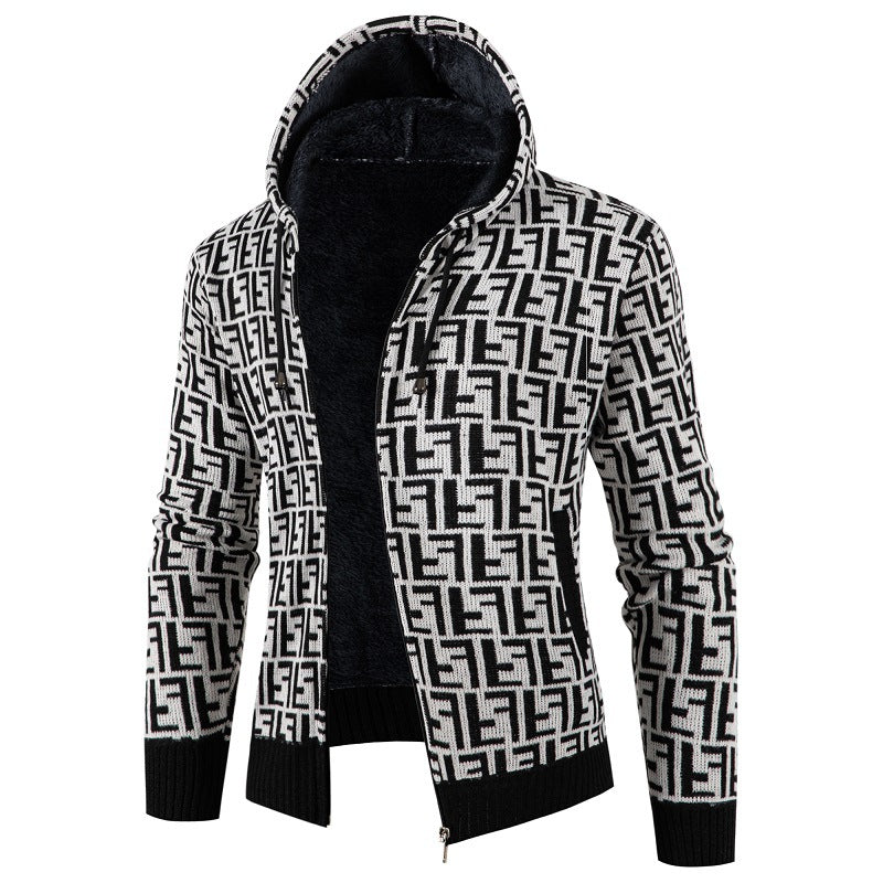 Herren Strickjacke Zopfmuster Weich Innenfutter