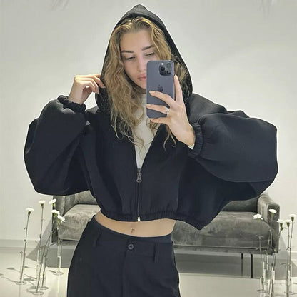 Damen Oversized Pullover Kapuze Groß Ärmel Mode - IdealeKleiden