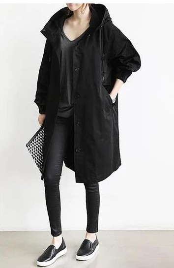 Damen Langcoat Elegant Knopfleiste