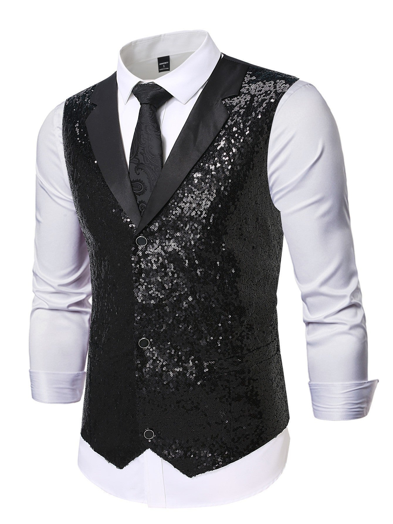 Herren Anzugweste Glitzer Effekt Klassischer Stil