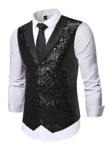 Herren Anzugweste Glitzer Effekt Klassischer Stil