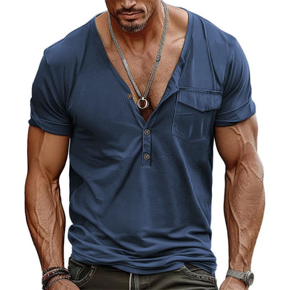 Herren T-Shirt Kurzarm Modern Schnitt Mit Brusttasche