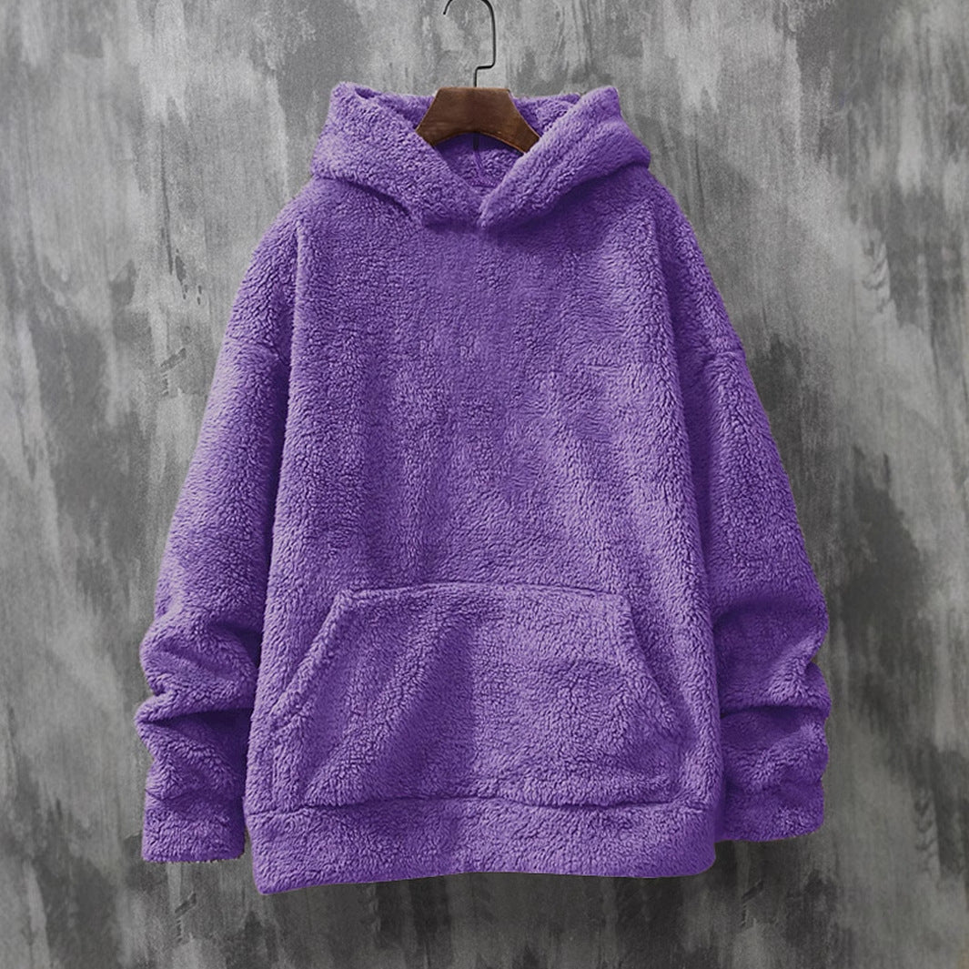 Damen Hoodie Kuschel Fleece Kapuze Tasche