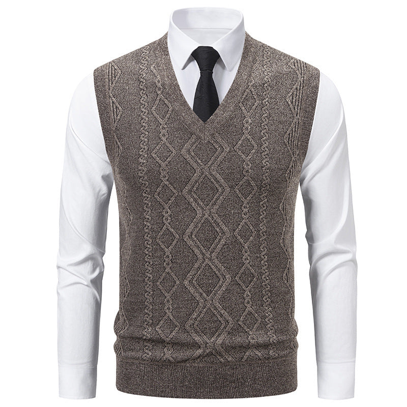 Herren Strickpullover V-Ausschnitt Struktur Optik
