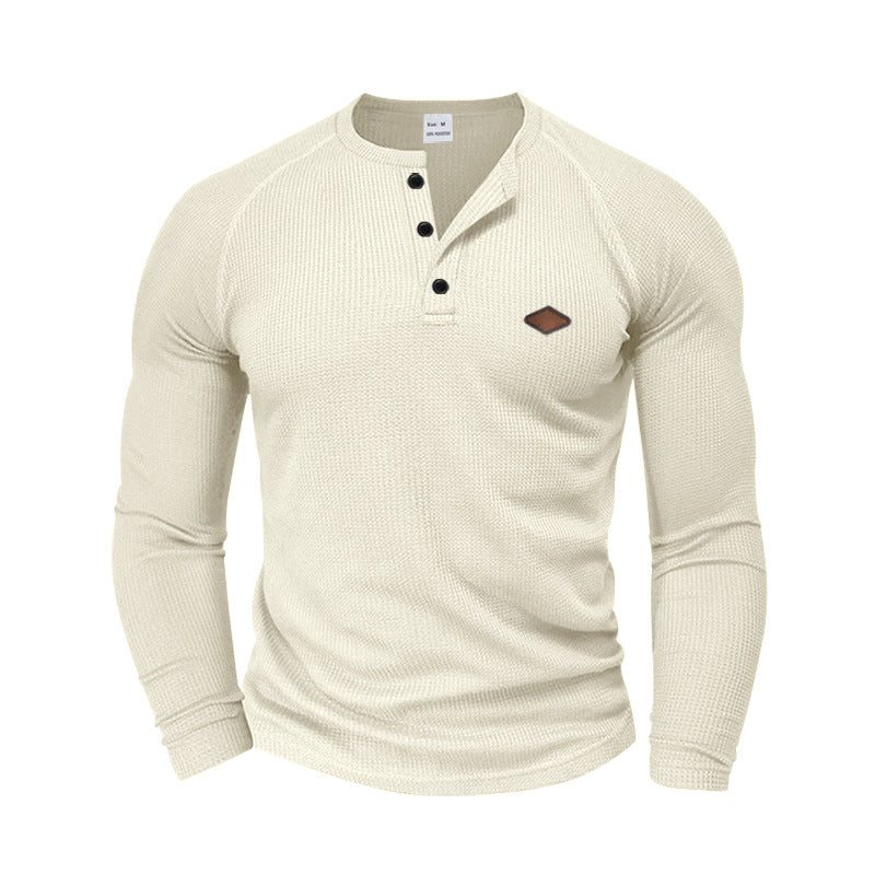 Herren Langarmshirt Strukturiert Modern Knopf Design