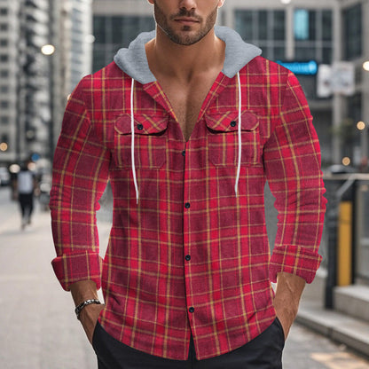 Herren Hoodie Karo Muster Sportlich