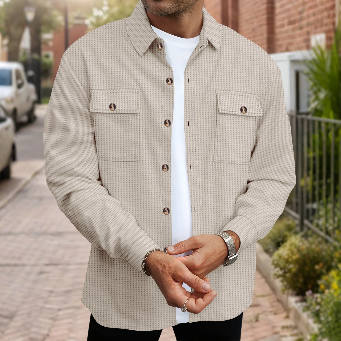 Herren Hemd Bluse Modern Taschen Design